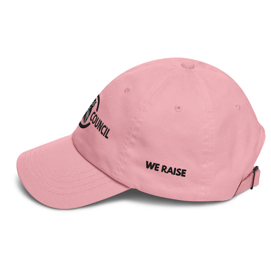 Pink Embroidered Hat, We Rise. We Raise.